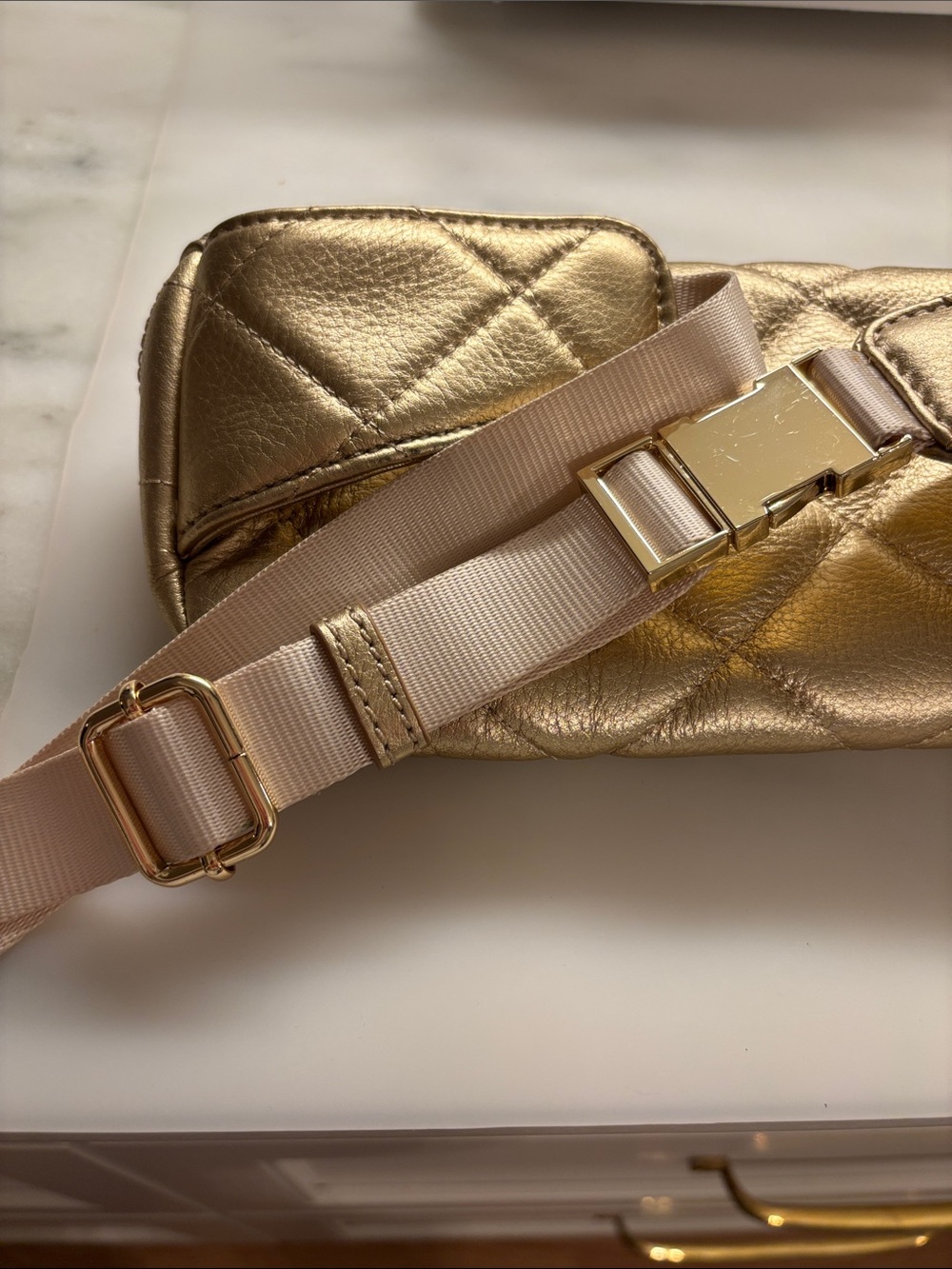 Lilly Pulitzer Kenton Gold Leather Belt Bag Fanny Pack - Picture 5 of 8